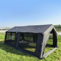 Tente de camping gonflable quatre saisons en toile 8+8m² avec colonne d'air intégrée, tente pneumatique imperméable
