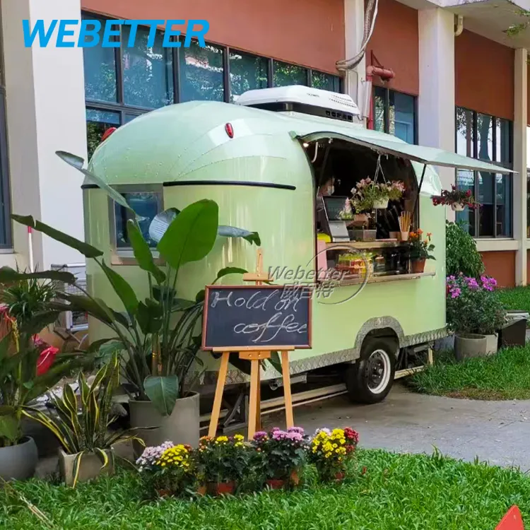 WEBETTER Mobile Mini Airstream Fully Equipped Ice Cream Coffee Food Truck Trailer Food Shop for Sale