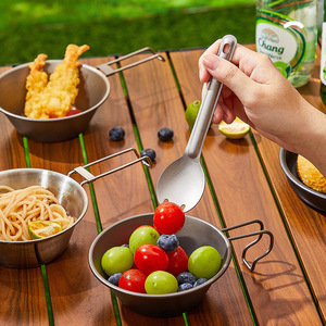Cuillère pliante en titane pour l'extérieur, ovale, émaillée, portable, ultralégère, ustensile de camping, pliable, pièce unique - Product Image 2