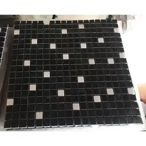 Venta caliente Negro Marquina de mosaico de mármol azulejo de pared precio por metro cuadrado de 25x25 negro mosaico de mármol