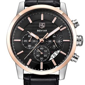 2025 Hot Sale Men Quartz <b>Watches</b> BENYAR 5104 43mm Leather Band Chronograph Casual Simple Quartz Wrist <b>Watch</b> - Product Image 4