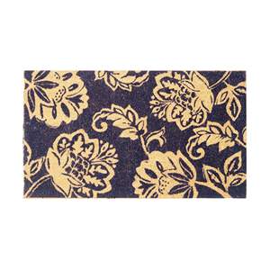DB Coir Door <b>Mat</b> Floral Print Navy Blue 30x17 Inch Indoor Outdoor <b>Mat</b> Non-Slip PVC Backing Sublimation Technique for Entryway - Product Image 2
