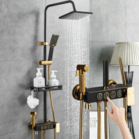 Robinet de douche moderne pour salle de bain, mitigeur à bouton-poussoir 3-4 fonctions, ensemble de douche pluie pressurisée avec douchette et pulvérisateur bidet