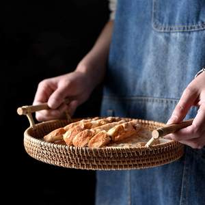 Plateaux ronds en rotin pour fruits, 20 pièces, de qualité supérieure, à bas prix, présentoirs, plateaux de service avec poignées - Product Image 3