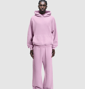 Pantalon de jogging unisexe ample en coton 100% lavé, coupe ouverte, uni, personnalisable, ensemble de survêtement 2 pièces - Product Image 1