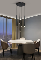Lustre LED conique à tuyau droit pour hôtels et restaurants pour éclairage Pendentif linéaire moderne or et noir