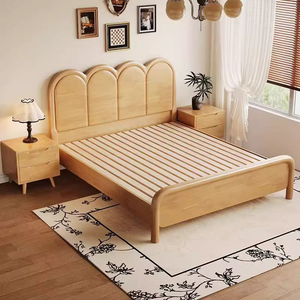 Lit double en bois massif 180*212*118cm, OEM ODM, écologique, durable, design italien minimaliste moderne pour hôtel et appartement - Product Image 2