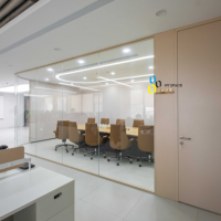 Cloison de séparation en verre simple vitrage, pliable, moderne, avec cadre en aluminium, pour bureau commercial, absorption acoustique hautement efficace