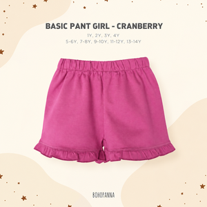 Shorts basiques pour filles, couleur unie, taille élastique, bordure à volants, style décontracté, 100% coton, style minimaliste - Product Image 3