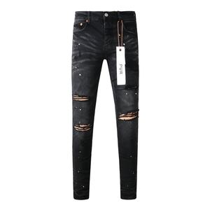 Nouveau <span class=keywords><strong>jean</strong></span> vintage coupe bootcut noir pour homme, effet <span class=keywords><strong>tache</strong></span>, trous et graffitis, coupe slim élastique - Product Image 1
