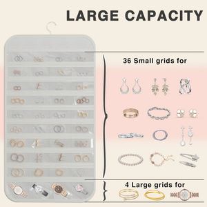 ที่เก็บเครื่องประดับแบบแขวนสองด้าน 80 ช่อง พร้อมซิป ถุงเก็บของใส PVC สำหรับต่างหู สร้อยคอ กำไลข้อมือ แหวน - Product Image 4