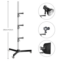 Support d'éclairage en alliage d'aluminium SH 63cm-190cm avec vis 1/4 3/8 et roues, trépied pliable pour flash de studio, lumière LED COB