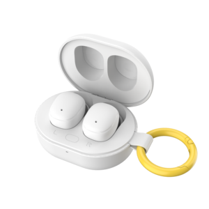 Auriculares inalámbricos TWS con control táctil, sonido estéreo BT 5.2, auriculares internos con estuche de carga y anillo amarillo - Product Image 1