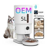 Comedero automático para gatos OEM 5L con cámara de visión nocturna 1080P HD Video Tuya APP Dispensador de comida para perros Comedero automático para mascotas con cámara