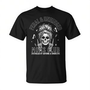 T-shirt Feral And Unhinged Moms Club Skeleton Coffee Mom, noir, taille adulte - Product Image 2