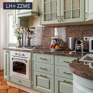 Set di Mobili da <span class=keywords><strong>Cucina</strong></span> Modulari a L in Melamina Stile Rustico con Cassetti e Piano di Lavoro in Granito per Appartamento - Product Image 1