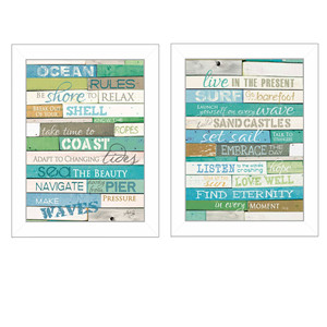 HMS Set di due stampe incorniciate bianche vivono nel presente accessori per la decorazione della casa di arte della parete per l'uso quotidiano del corridoio - Product Image 2