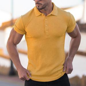 Chemises de golf anti-rides pour hommes de <span class=keywords><strong>grande</strong></span> <span class=keywords><strong>taille</strong></span> T-shirts musculaires en tricot côtelé Chemisier à col Vêtements d'entraînement Chemise <span class=keywords><strong>Homme</strong></span> Polo Shirt - Product Image 3