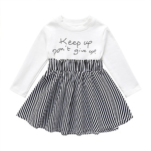Factory Wholesale 2021 Summer New Fashion <b>Patchwork</b> Style Stripe Long Sleeve Girl Clothes Dress - Product Image 3