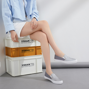 Vente en gros de mocassins pour femmes chaussures plates en toile décontractées avec logo personnalisé pour dames - Product Image 6