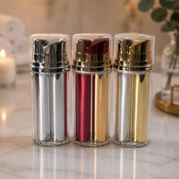 Botella Dosificadora Airless de Doble Cámara 5+5ml 10+10ml 15+15ml Material AS Plateado en Oro Envase Cosmético de Dos Compartimentos