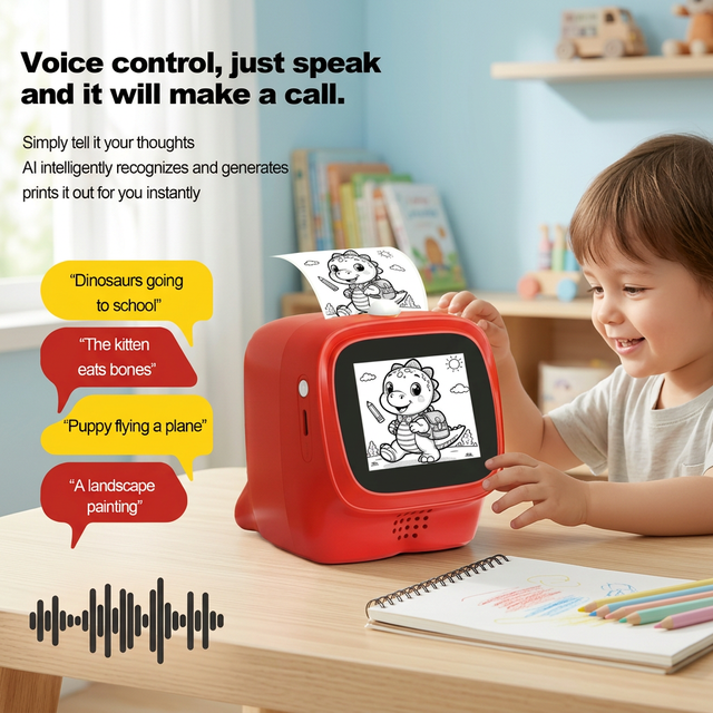 Thermal Coloring Printer Kids Drawing Machine Touch Screen Art Print Toy for Home Learning