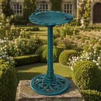 Horloge solaire à cadran solaire en résine verdigris, style antique, pour bain d'oiseaux, écologique, résistante à la rouille et aux intempéries, pour extérieur, sur piédestal, pour jardin