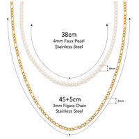 Ensemble de colliers superposés pour femmes, tendance, avec perles et chaîne figaro, hypoallergénique, en acier inoxydable 316L plaqué or