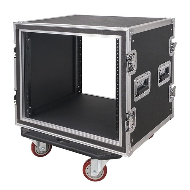 10U Space Rack Mount Flight Case 19 Inch Depth W-Casters ATA Rack Amp Road Shock Mount Case