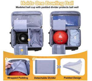 Single Ball Roller <b>Bowling</b> Bag with Wheels and Retractable Handle Single <b>Bowling</b> Ball Bag with Shoe Compartment - Product Image 2