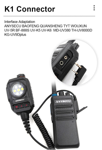 2023 Mới anysecu MIC-K01 Nhấp Nháy Ánh Sáng Tay Microphone Với UV-5R/Uv82/UV-K5 UV-K6/MD-UV380 MD-UV390/TH-UV8000D/KG-UV9Dplus - Product Image 3