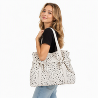 Sac fourre-tout en toile à imprimé étoiles, grande capacité, fermeture magnétique, cordon de serrage, bandoulière, 4 couleurs, léger, mignon, personnalisable et vente en gros pour femmes