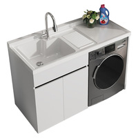 Meuble de rangement pour linge de balcon avec évier intégré, ensemble de meubles de salle de bain, meuble de machine à laver imperméable et antirouille