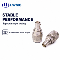 Adaptateur LWMC UHF mâle vers BNC femelle, VSWR 1.20 max, corps en laiton nickelé