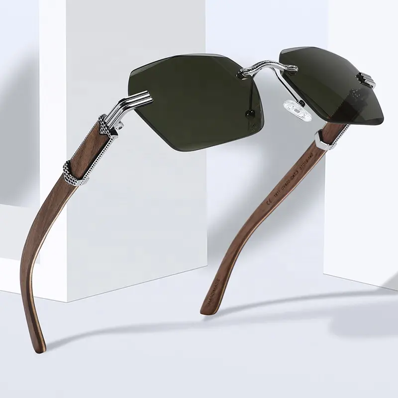 2024 occhiali da sole in bambù e legno di fascia alta in legno senza telaio di fascia alta alla moda per uomo