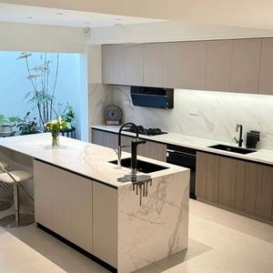 Ensemble de meubles de cuisine modernes au prix d'usine, armoires de cuisine modulaires personnalisables, fabriquées en Chine, évier, robinet, charnières, accessoires en bois - Product Image 3