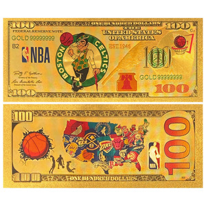 Ensemble de billets de banque en feuille d'or <span class=keywords><strong>NBA</strong></span> 30 équipes, style billet de 100 dollars, objet de collection pour les fans de basketball - Product Image 6