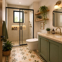 Meuble-lavabo sur pied en bois massif au design traditionnel avec miroir intelligent HD – Très apprécié en Amérique latine – En promotion