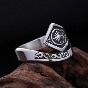 yunnique Sun God <b>Ring</b> Men's <b>Titanium</b> Steel Asymmetrical Star Design Fashion Jewelry Gift - Product Image 3