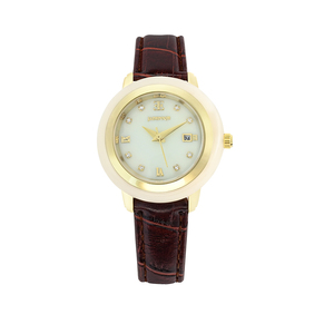 Montre à quartz pour hommes et femmes, montre-bracelet étanche 30M, bracelet en cuir PU, affichage de la date, boîtier doré, Reloj de Cuarzo - Product Image 4