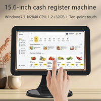 Sistema POS Todo en Uno de 15.6 Pulgadas, Caja Registradora para Restaurante, Soporte Plegable, Sistema Operativo Windows/Android, Resolución 1366x768, Táctil de Diez Puntos
