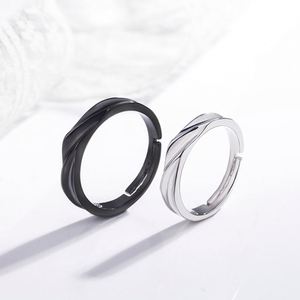 Anillos De Pareja Korean Black Silver Couple <b>Rings</b> Gift Trendy Open <b>Adjustable</b> <b>Rings</b> Fashion Simple Designer <b>Rings</b> for Couple - Product Image 3