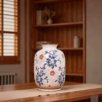 Vase en céramique bleu et blanc vintage, centre de table pour console de cheminée, décoration chinoiserie, vases floraux pour la décoration intérieure