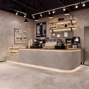 Bancone Bar Personalizzabile in Legno per Caffè e Bubble Tea, per Centri Commerciali e Supermercati, <span class=keywords><strong>Design</strong></span> Ecologico e Resistente con LED per Negozi al Dettaglio - Product Image 6