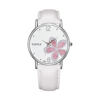 Pabrik grosir jam tangan wanita bunga desain Multi Warna Quartz wanita elegan jam tangan cantik