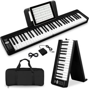 Foldable Electronic Piano 61 Key <b>Bluetooth</b> Midi Portable For Beginners And Adults With Carry Bag And Power <b>Adapter</b> - Product Image 5