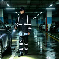Ensemble imperméable durable et réfléchissant pour la protection contre les intempéries, idéal pour les agents de sécurité, les agents de circulation et les agents d'assainissement (veste et pantalon)