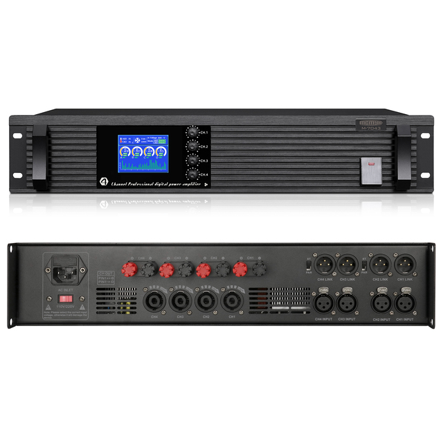 4 Channel 350W Class D Power Amplifier Professional Audio Amplifier with LCD Display and 70V Output