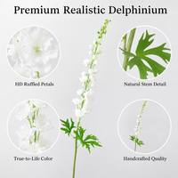 Delphiniums artificiels réalistes en soie faits à la main, fleurs modernes pour la décoration florale de la maison, salon, bouquets d'allée de mariage, fausses fleurs
