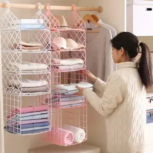 Hot-Selling Wardrobe Multilayer Shelving Storage Basket Hangers Closet Organizer Clothes Storage Bag